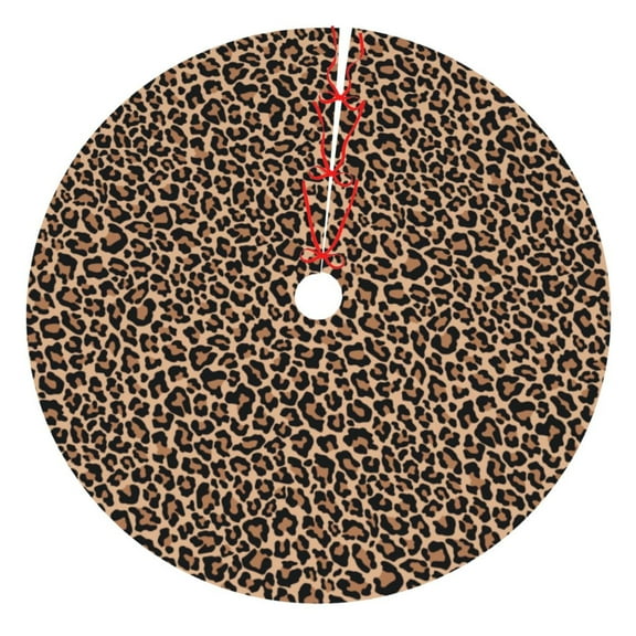Yiaed Brown Leopard Print Christmas Tree Skirt , Tree SkirtsTree Mat for Christmas Winter Holiday Indoor Decorations-30"