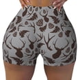 thumbnail image 1 of Yiaed Brown Moose with Pinecones Print Women's Athletic Shorts Running Shorts Sporty Short High Waisted Elastic Workout Shorts for Yoga Gym Running & Sports -Large, 1 of 8