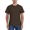 thumbnail image 1 of Yiaed Brown Moroccan Trellis Print Mens Short Sleeve Tight Fit T-Shirt, Crewneck Casual Tee-Large, 1 of 5