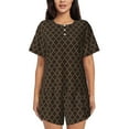 thumbnail image 1 of Yiaed Brown Moroccan Trellis Print Short Sleeve Pajama Sets for Women Casual Crew Neck 2 Piece Lounge Sets Women's Short-Sleeved Pajama-3X-Large, 1 of 5
