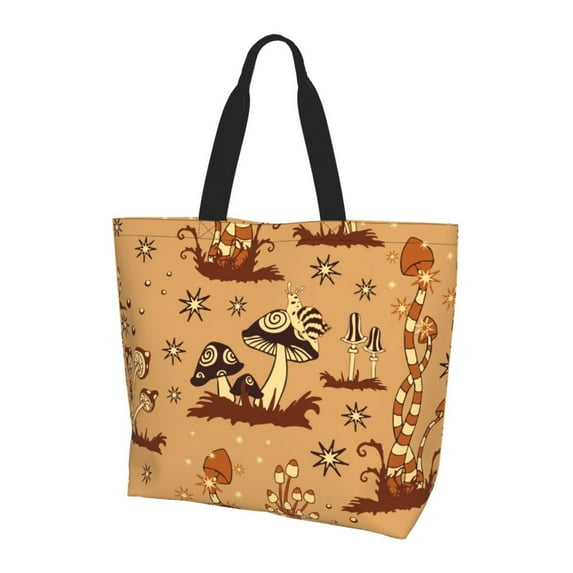 Yiaed Brown Mushrooms Print Handbag for Women Tote Purse Shoulder Bag Large Fashion Hobo Purse Handbag Shopping Tote