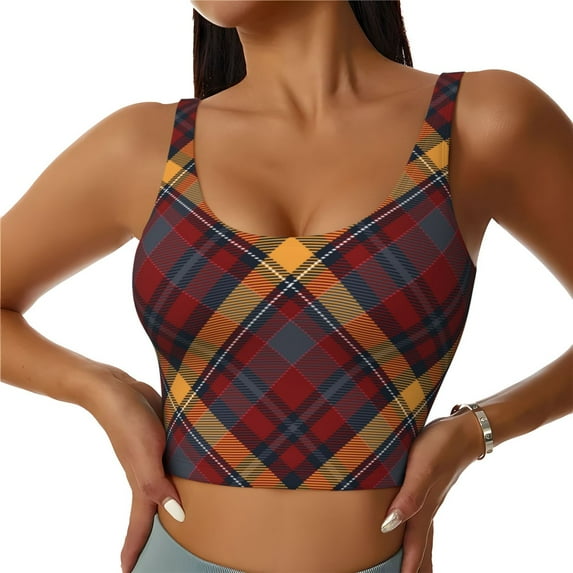 Yiaed Buffalo Check Plaid Print Ladies Waistcoat Women Sports Vest Vest Sports Women Sports Top Yoga Vest for Women-X-Large