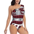 thumbnail image 1 of Yiaed Buffalo Plaid Forest Print Women One Piece Swimsuits Tummy Control One Shoulder Bathing Suits Pattern Ruffle Swimwear-Large, 1 of 8