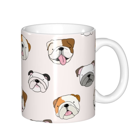 Yiaed Bulldog Face Print Ceramics Coffee,Large Handle Design,Extra Large Tea and Coffee Cup for Office and Home Mugs