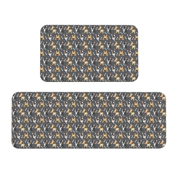 Yiaed Bulldog Print Kitchen Rugs Sets of 2 Kitchen Mats Cushioned Anti Fatigue Kitchen Rug Tapetes Para Cocina for Sink,Laundry Room