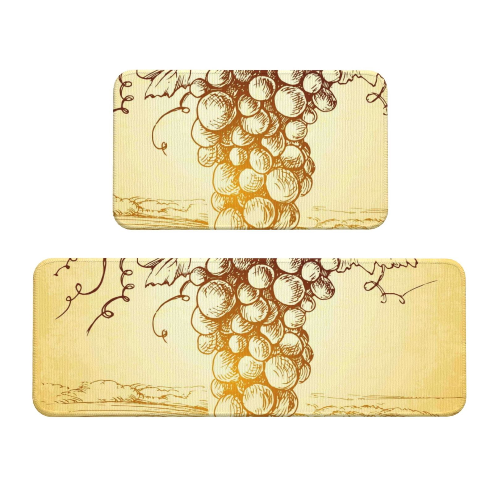 Yiaed Bunch of Grapes Kitchen Rugs Sets of 2 Kitchen Mats Cushioned ...