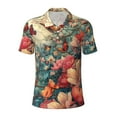 thumbnail image 1 of Yiaed Butterflies In Blooming GardenPrint Men's Short Sleeve Polo Shirt,Golf Polo for Men Three-Button Golf Shirt Athletic Casual Collared T-Shirt- Large, 1 of 7