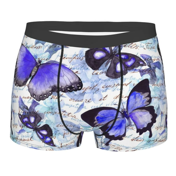 Yiaed Butterflies Print Men's Soft Cotton Boxer Shorts Breathable Boxers Underwear Moisture-Wicking Underwear Stretch Boxer Briefs for Man-XX-Large
