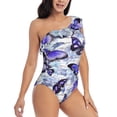 thumbnail image 1 of Yiaed Butterflies Print Women One Piece Swimsuits Tummy Control One Shoulder Bathing Suits Pattern Ruffle Swimwear-XX-Large, 1 of 8