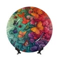 thumbnail image 1 of Yiaed Butterfly Flower Cascade Print Bone China Decorative Plate Ceramic Dinner Plates Art Crafts with Display Stand-8in, 1 of 6