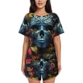 thumbnail image 1 of Yiaed Butterfly Flower Skull A Print Short Sleeve Pajama Sets for Women Casual Crew Neck 2 Piece Lounge Sets Women's Short-Sleeved Pajama-Medium, 1 of 5