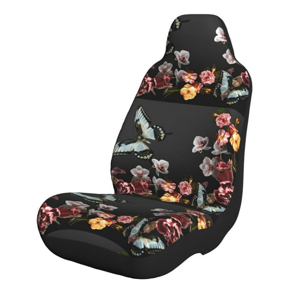 Yiaed Butterfly with Fowers Print Car Seat Covers,Universal Auto Seats Protector Fits for Car,SUV Sedan,Truck,Automotive Seat Covers & Accessories-2 PCS