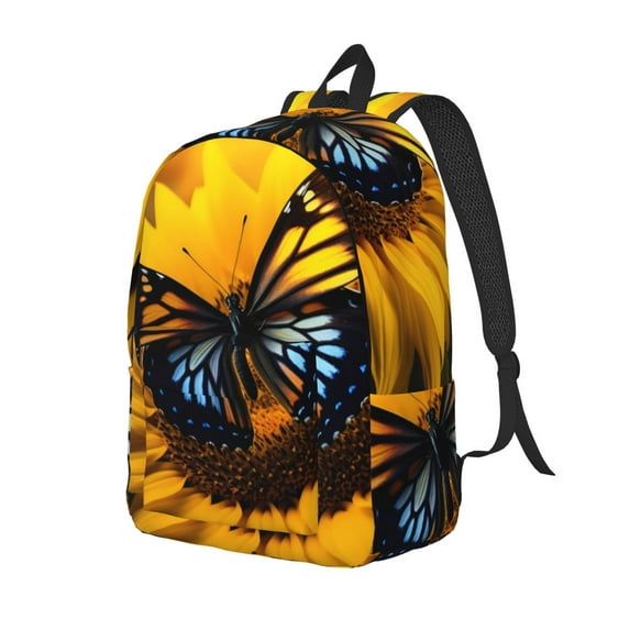 Yiaed Butterfly On Sunflower Print Laptop Backpack Travel Canvas Backpack Vintage Aesthetic Backpack for School Knapsack Plain Backpack Backpack for School-Medium