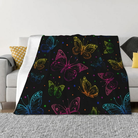 Yiaed Butterfly Print Blanket Throw Blanket Soft Cozy Flannel Blanket for Home Bed Sofa Couch Chair-50"x40"