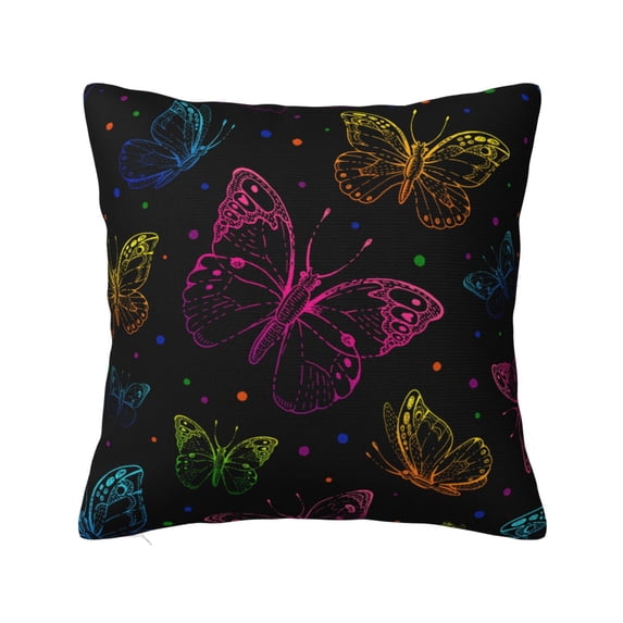Yiaed Butterfly Print Pillow Covers Super Soft Decorative Square Throw Pillow Covers Case Cushion Covers for Sofa Couch Bedroom Car Decor(No pillow core)-16"x16"