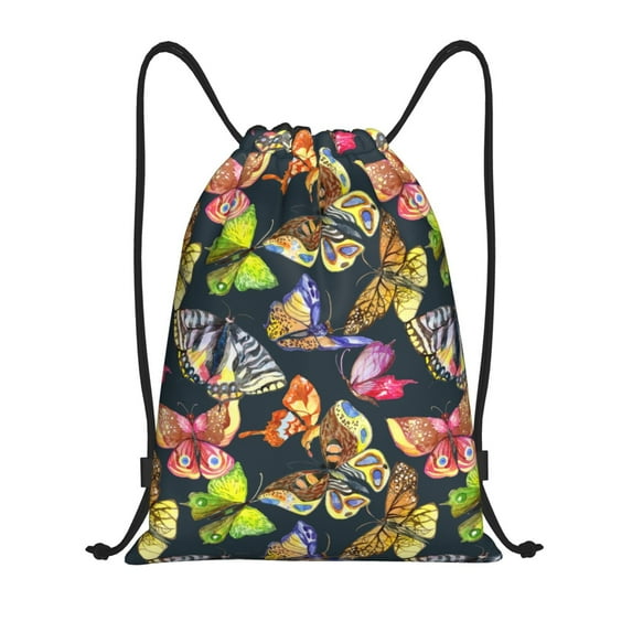 Yiaed Butterfly Wild Insect Print Drawstring Bags Drawstring Backpack Bulk String Back Pack Gym Sport Bag-Medium