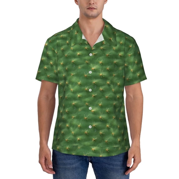 Yiaed Cactus 3 Print Hawaiian Shirt for Men Short Sleeve Button Down Shirts Beach Shirts for Men-Medium