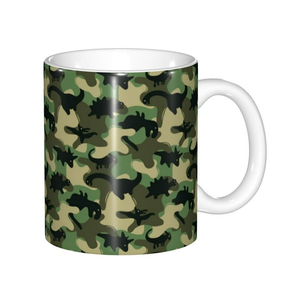 Yiaed Camouflage Dinosaur Print Ceramics Coffee,Large Handle Design,Extra Large Tea and Coffee Cup for Office and Home Mugs