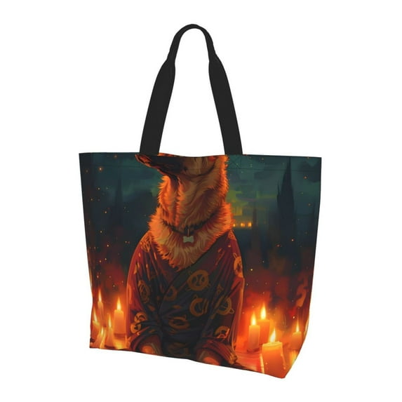 Yiaed Candle Shepherd Dog Print Handbag for Women Tote Purse Shoulder Bag Large Fashion Hobo Purse Handbag Shopping Tote