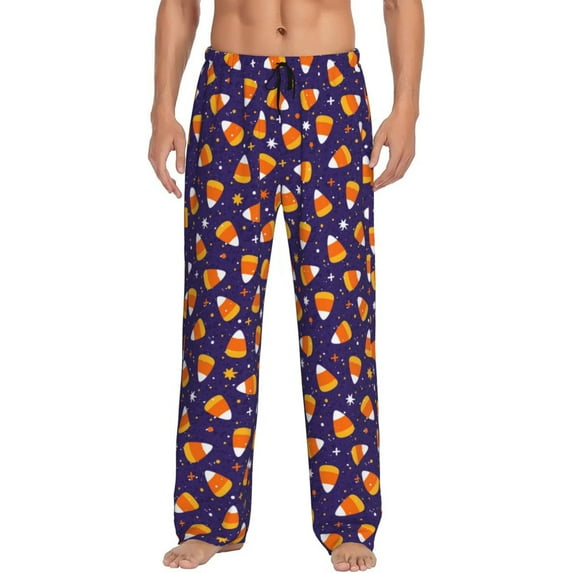 Yiaed Candy Corn (2) Print Men's Lounge Pants, Loose PJ Bottoms, Long Pajama Pants for Men-Large