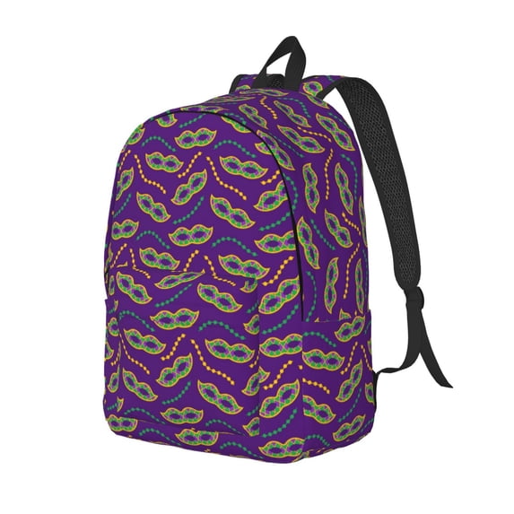 Yiaed Carnival Masks and Beads Print Print Laptop Backpack Travel Canvas Backpack Vintage Aesthetic Backpack for School Knapsack Backpack Backpack for School-Medium