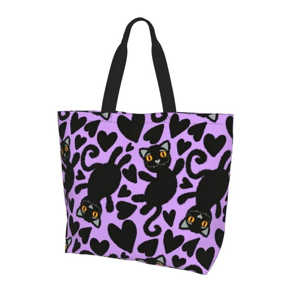 Yiaed Cartoon Black Cats Print Handbag for Women Tote Purse Shoulder Bag Large Fashion Hobo Purse Handbag Shopping Tote