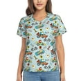 thumbnail image 1 of Yiaed Cartoon Car Racing Print Women's T Shirt V-Neck Short Sleeve Shirt Casual Breathable Tee Summer Tops-X-Large, 1 of 5