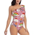 thumbnail image 1 of Yiaed Cartoon Chicken Print Women One Piece Swimsuits Tummy Control One Shoulder Bathing Suits Pattern Ruffle Swimwear-X-Large, 1 of 8