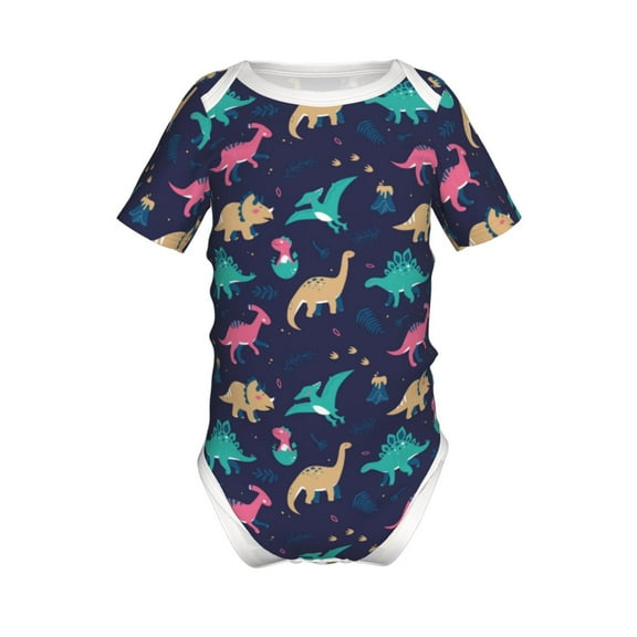 Yiaed Cartoon Dinosaur Print Infant Climbing Short Sleeve Onesie One-Piece Baby Bodysuit Clothes 0-12 Months -