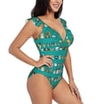thumbnail image 1 of Yiaed Cartoon Dogs Print Women's Ruffled One Piece Swimsuit V Neck Swimwear Slimming Monokini for Woman-Small, 1 of 8
