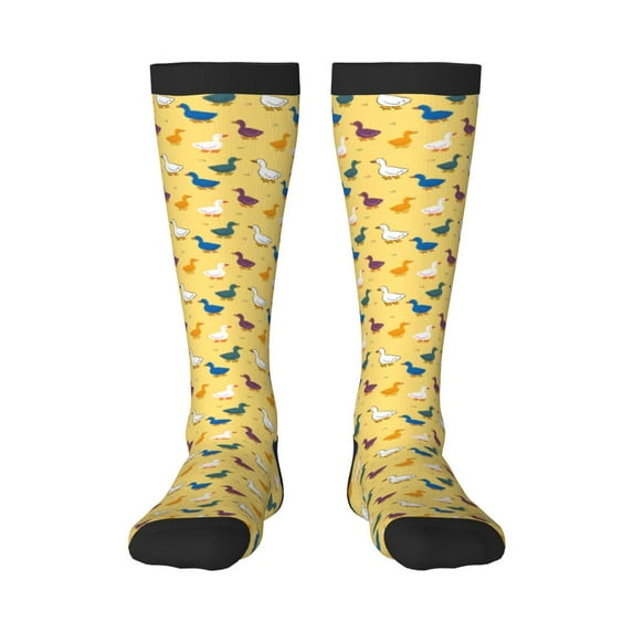 Yiaed Cartoon Duck Print Great elasticity Adult Stockings Sports socks for Men and Women