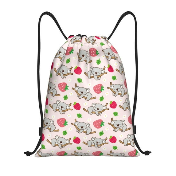 Yiaed Cartoon Koala Bear Print Drawstring Bags Drawstring Backpack Bulk String Back Pack Gym Sport Bag-Small