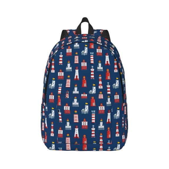 Yiaed Cartoon Lighthouse Print Backpack, Premium Laptop Backpack, Travel Backpack for Women, Lightweight Backpacks, Comfortable Back Pack-Small