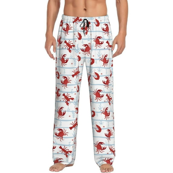 Yiaed Cartoon Lobsters Print Men's Lounge Pants, Loose PJ Bottoms, Long Pajama Pants for Men-XX-Large