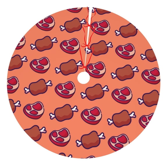 Yiaed Cartoon Meat Print Christmas Tree Skirt , Tree SkirtsTree Mat for Christmas Winter Holiday Indoor Decorations-36"