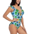 thumbnail image 1 of Yiaed Cartoon Monster Print Women's Ruffled One Piece Swimsuit V Neck Swimwear Slimming Monokini for Woman-Large, 1 of 8