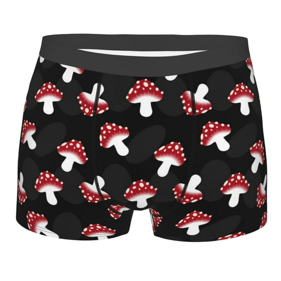 Yiaed Cartoon Mushroom Print Men's Soft Cotton Boxer Shorts Breathable Boxers Underwear Moisture-Wicking Underwear Stretch Boxer Briefs for Man-Medium