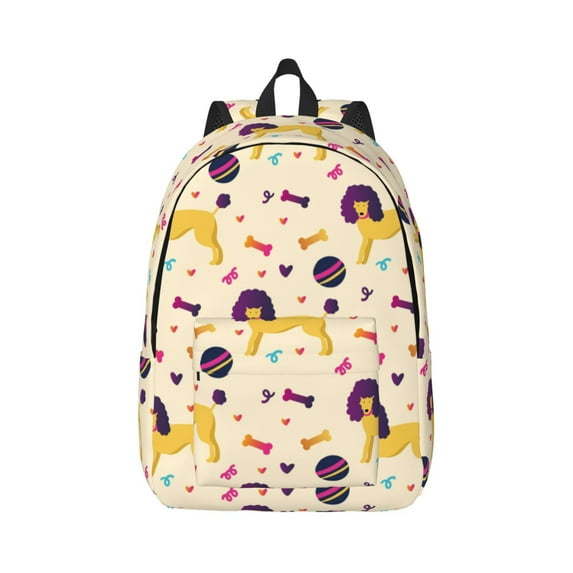 Yiaed Cartoon Poodle Dog Print Backpack, Premium Laptop Backpack, Travel Backpack for Women, Lightweight Backpacks, Comfortable Back Pack-Medium
