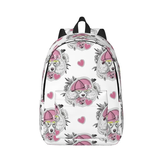 Yiaed Cartoon Poodle Dog Print Backpack, Premium Laptop Backpack, Travel Backpack for Women, Lightweight Backpacks, Comfortable Back Pack-Medium