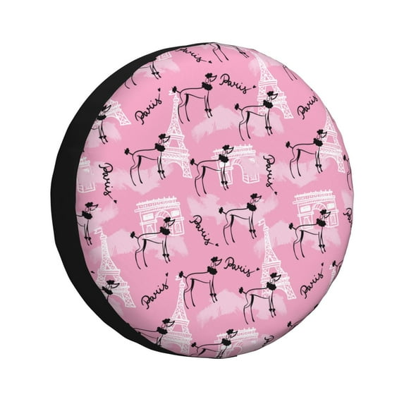 Yiaed Cartoon Poodle Dog Print Tire Wheel Cover, Waterproof Spare Tire Cover Fit for Jeep, Truck,Trailer, RV, SUV, Camper and Most Vehicle-15 inch