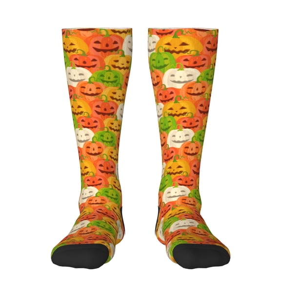Yiaed Cartoon Pumpkins Print Great elasticity Adult Stockings Sports socks for Men and Women