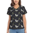 thumbnail image 1 of Yiaed Cartoon Rooster Print Women's T Shirt V-Neck Short Sleeve Shirt Casual Breathable Tee Summer Tops-Medium, 1 of 5