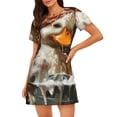 thumbnail image 1 of Yiaed Cartoon Scottish Duck Print Women's Loose-Fit Short Sleeve Nightgown, Soft and Comfortable Sleep Dress for Relaxation and Sleepwear, 1 of 6