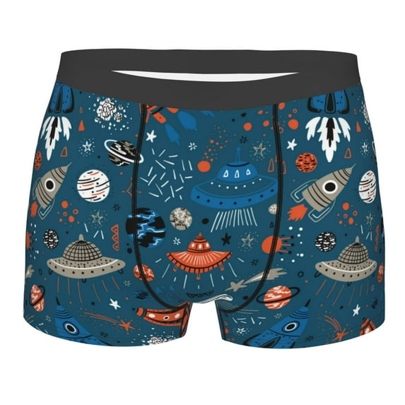 Yiaed Cartoon Space1 Print Men's Soft Cotton Boxer Shorts Breathable Boxers Underwear Moisture-Wicking Underwear Stretch Boxer Briefs for Man-XX-Large
