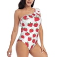 thumbnail image 1 of Yiaed Cartoon Strawberry Print Women One Piece Swimsuits Tummy Control One Shoulder Bathing Suits Pattern Ruffle Swimwear-Large, 1 of 8