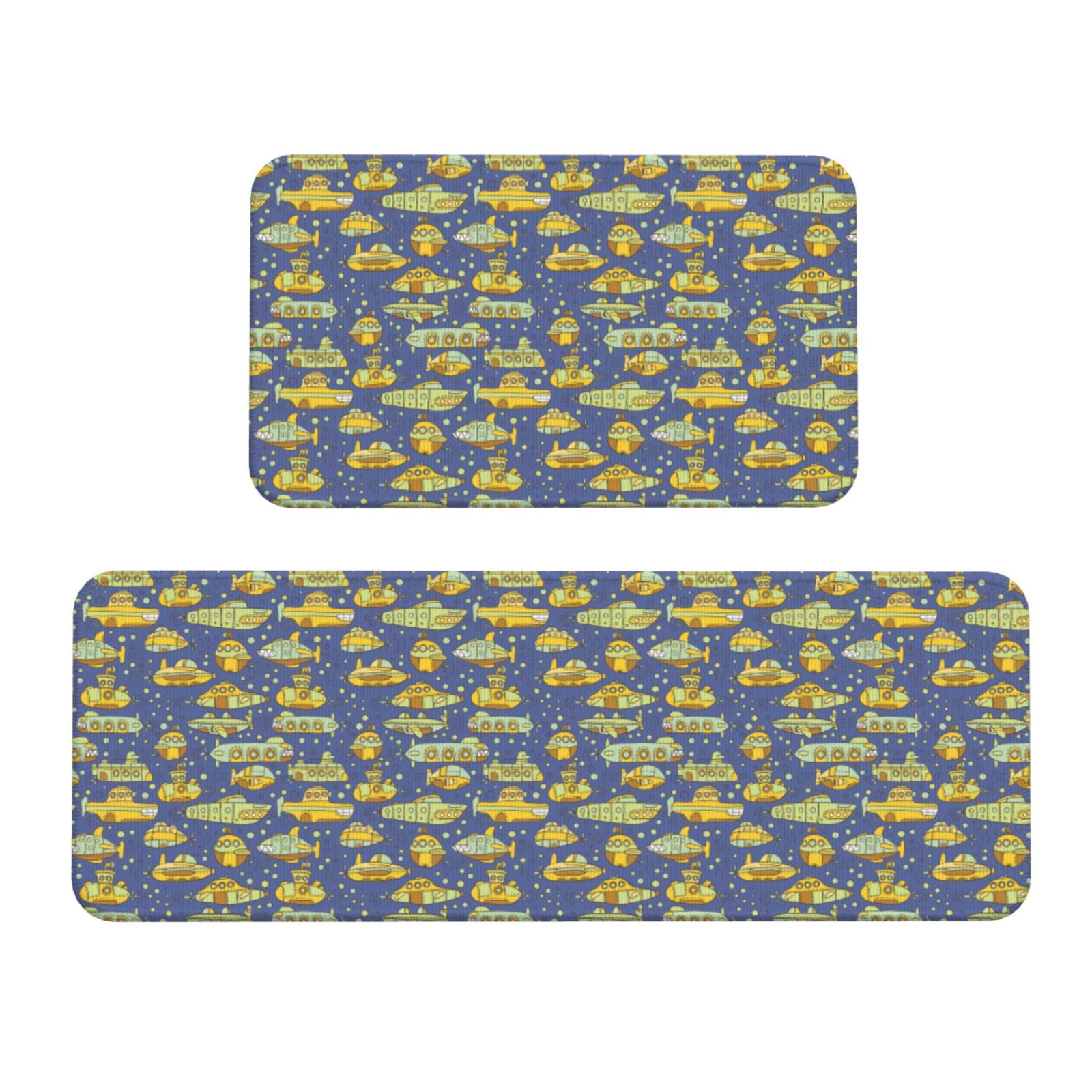 Yiaed Cartoon Submarines Kitchen Rugs Sets of 2 Kitchen Mats Cushioned ...