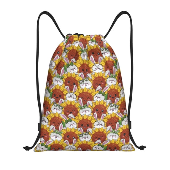 Yiaed Cartoon Sunflowers Print Drawstring Bags Drawstring Backpack Bulk String Back Pack Gym Sport Bag-Medium