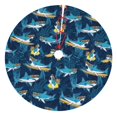 thumbnail image 1 of Yiaed Cartoon Surfer Sharks Print Christmas Tree Skirt , Tree SkirtsTree Mat for Christmas Winter Holiday Indoor Decorations-30", 1 of 7
