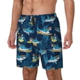 thumbnail image 1 of Yiaed Cartoon Surfer Sharks Print Mens Swim Trunks Bathing Suit Compression Liner Beach Swim Shorts Swimwear Quick Dry Zipper Pocket No-Chafing Board Short-Medium, 1 of 6