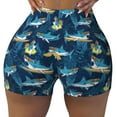 thumbnail image 1 of Yiaed Cartoon Surfer Sharks Print Women's Athletic Shorts Running Shorts Sporty Short High Waisted Elastic Workout Shorts for Yoga Gym Running & Sports -XX-Large, 1 of 8